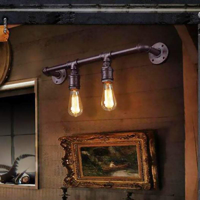 2/4 lichten Lineaire wandlamp Fixture Vintage Black Finish Metallic Wall Sconce Lamp voor bar