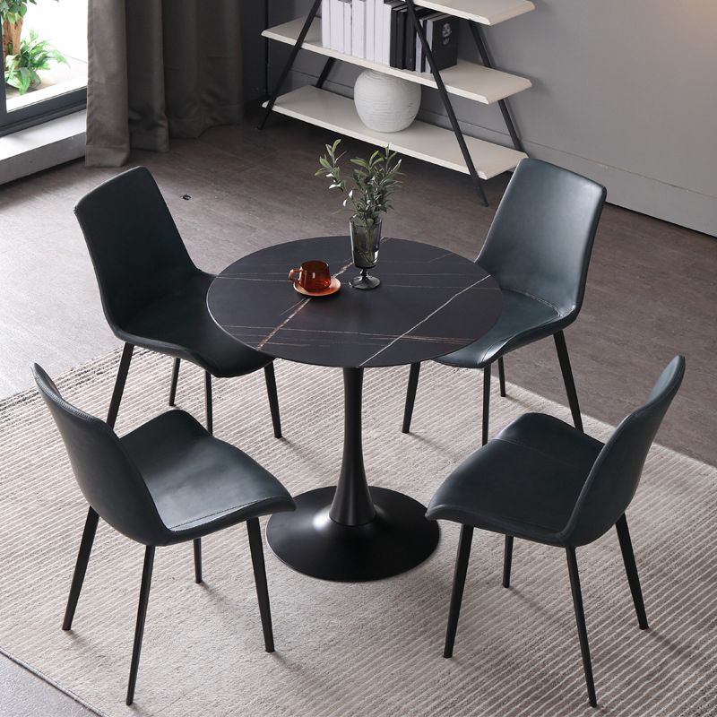 Glam Sintered Stone Dining Table Set Round 1/2/3/4/5 Pieces Dining Set for Home Use