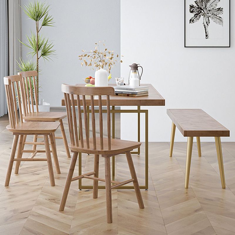 Pine Wood Industrial Dining Set 1/2/3/4/5 Pcs Dinette Set with Chairs and Bench