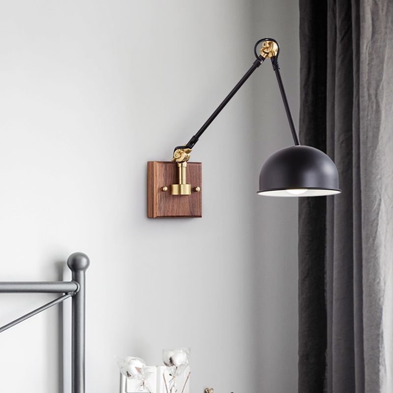 1-Light Wall Mount Lights Industrial Dome Shade Metal Sconces Wall Lights in Black