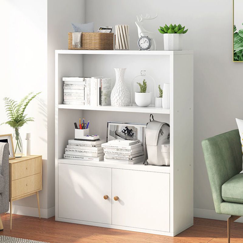 Modern Home Wood Bookcase 24"W Standard Book Shelf With Doors