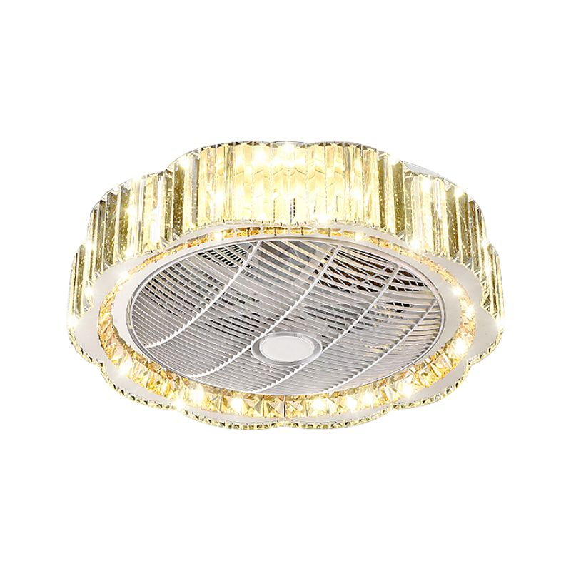 Semifulto di cristallo trasparente rotondo/floreale Minalismo da 19,5 "Larghezza Gold Affermazione Light con 3 pale