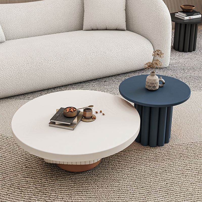 Pedestal Round Coffee Table Set Modern Minimalist Cocktail Table
