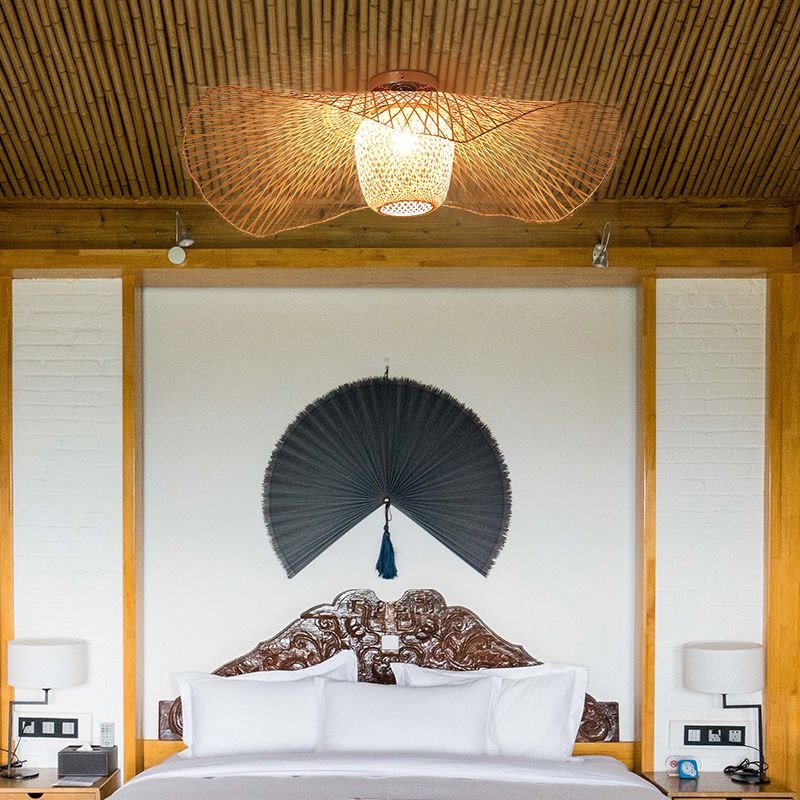 Rattan-Deckenleuchte, asiatische Deckenleuchte