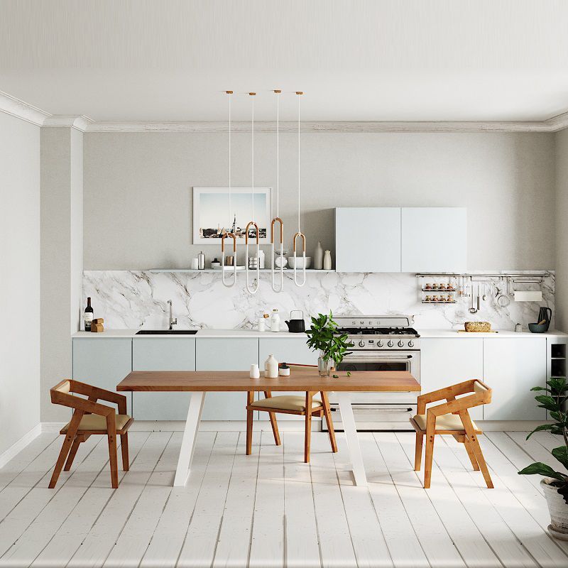 1/2/3/4 pezzi set da pranzo industriale in legno di pino con set di dinette da tavolo rettangolo