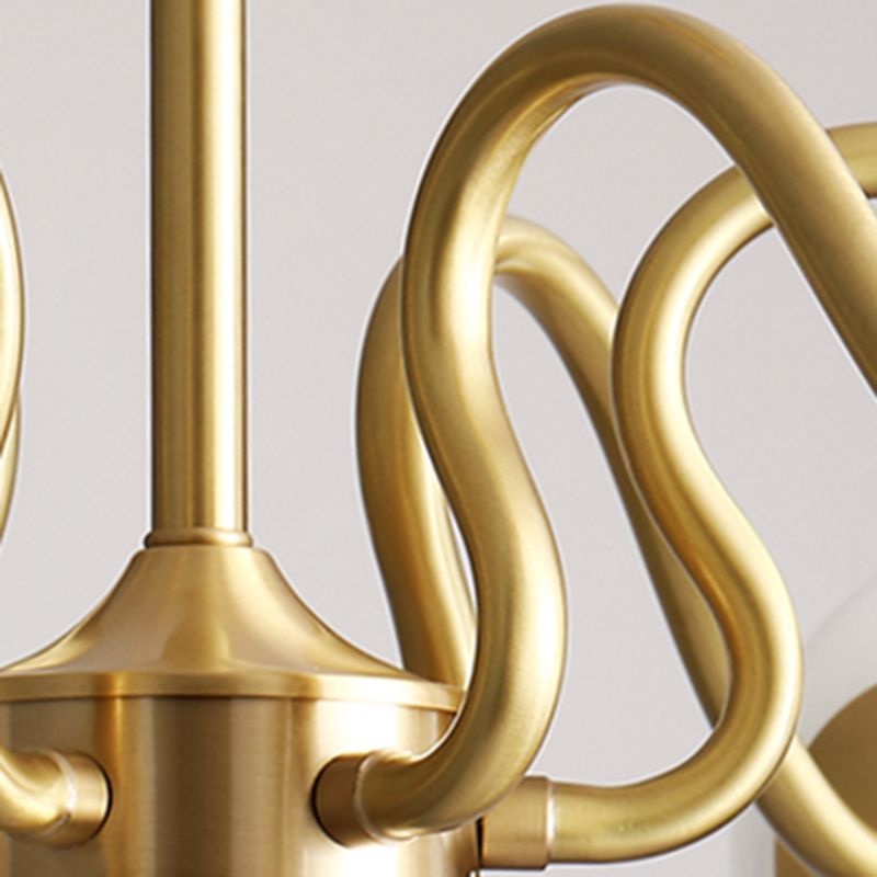 American Style Chandelier White Glass Multi Light Hanging Light with Brass for Bedroom