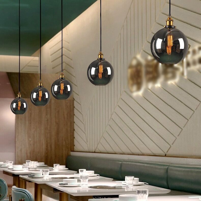 Lumo a sospensione geometrico retrò industriale lampada sospesa al coperto con tonalità di vetro