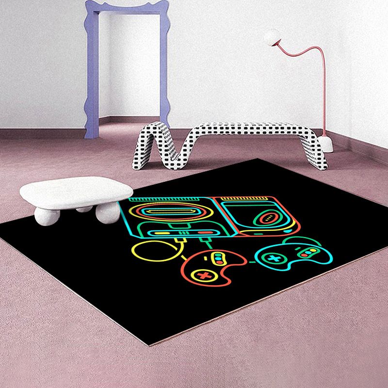 Casual Gamepad Print Carpet Polyester Area Rug Stain Resistant Rug for Living Room
