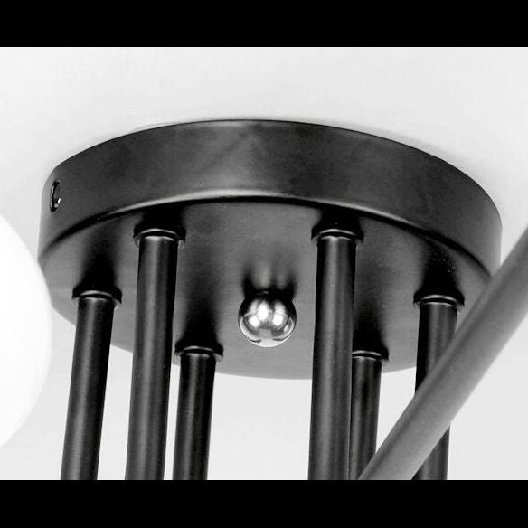 Schwarze schlanke Arme Deckenbeleuchtung Industrieeisen freiliegerte Glühbirne Halbblättermontage Beleuchtung für Wohnzimmer