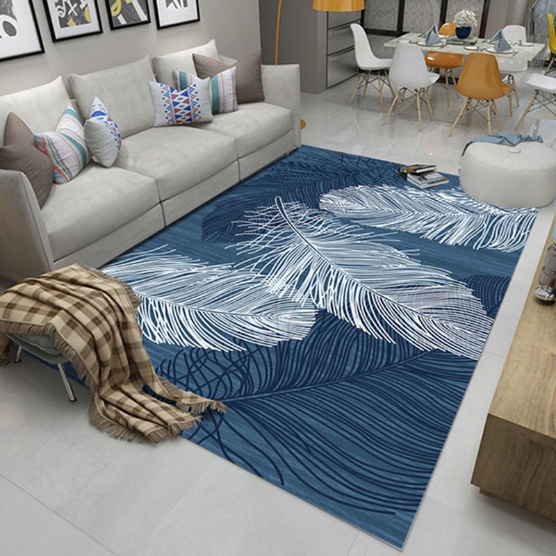 Trendy Individuality Adult Rug Comfort Feather Pattern Carpet Polyester Washable Area Rug for Living Room