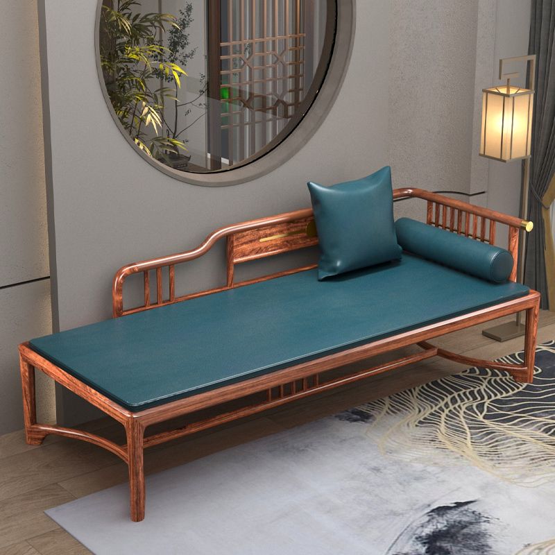 Living Room Chaise Rolled Arms Traditional Upholstered Chaise Lounge with Wooden Base