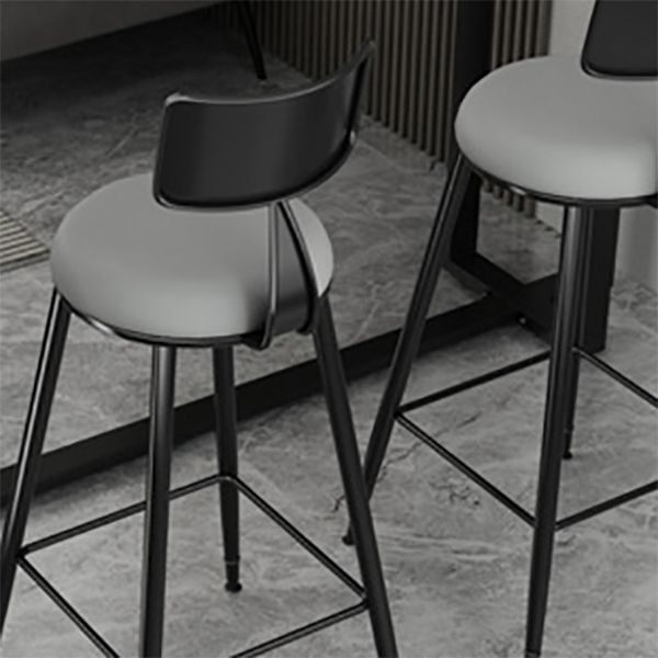 Modern Style Low Back Bar-stool Round Seat Counter Bar Stool with Metal Legs for Home