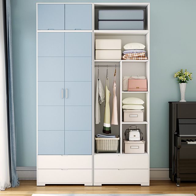 Contemporary Wardrobe Wood Bedroom Wardrobe Closet with 2 Drawers