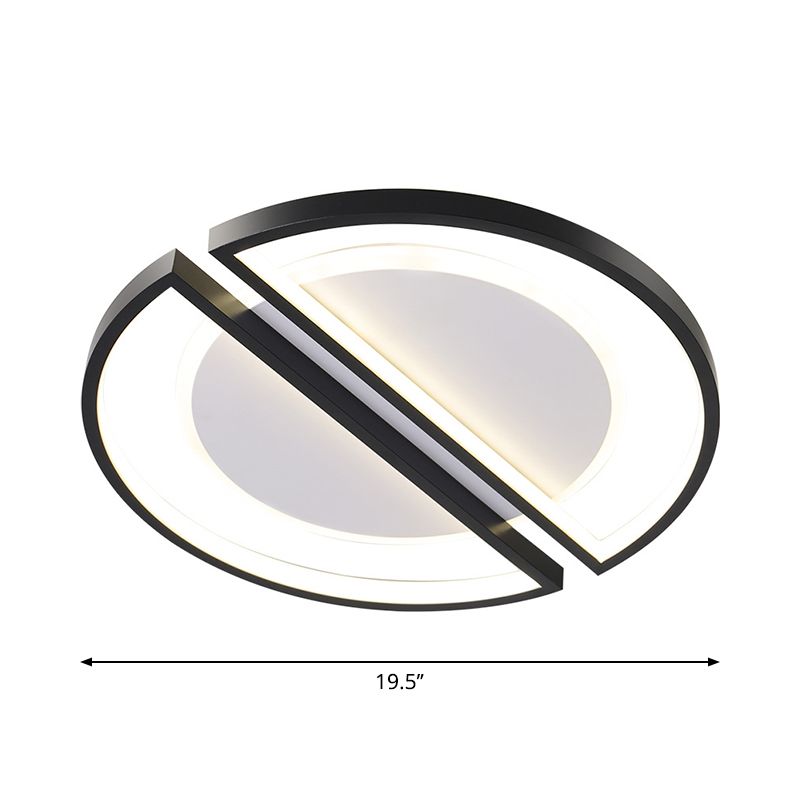 Iluminación de techo metálica delgada y redonda, montaje empotrado LED negro simple con marco triangular/semicircular, luz blanca/cálida