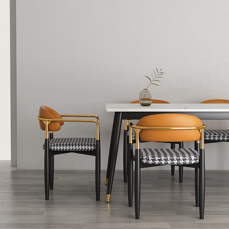 Silla de comedor casera tapizada contemporánea con respaldo abierto y acabado mate