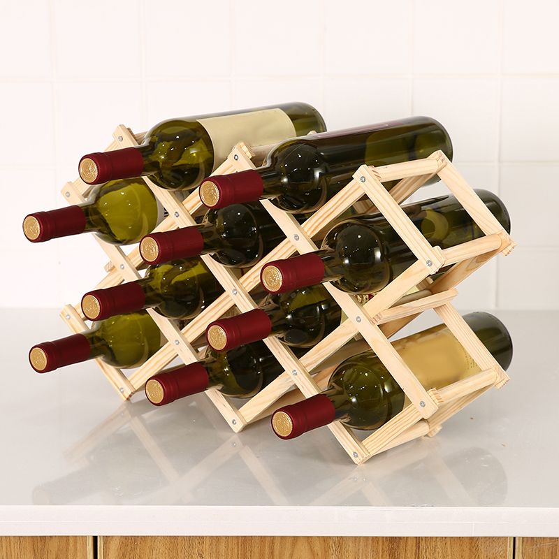 Countertop Bottle Holder Solid Wood Wine Bottle Rack for Living Room