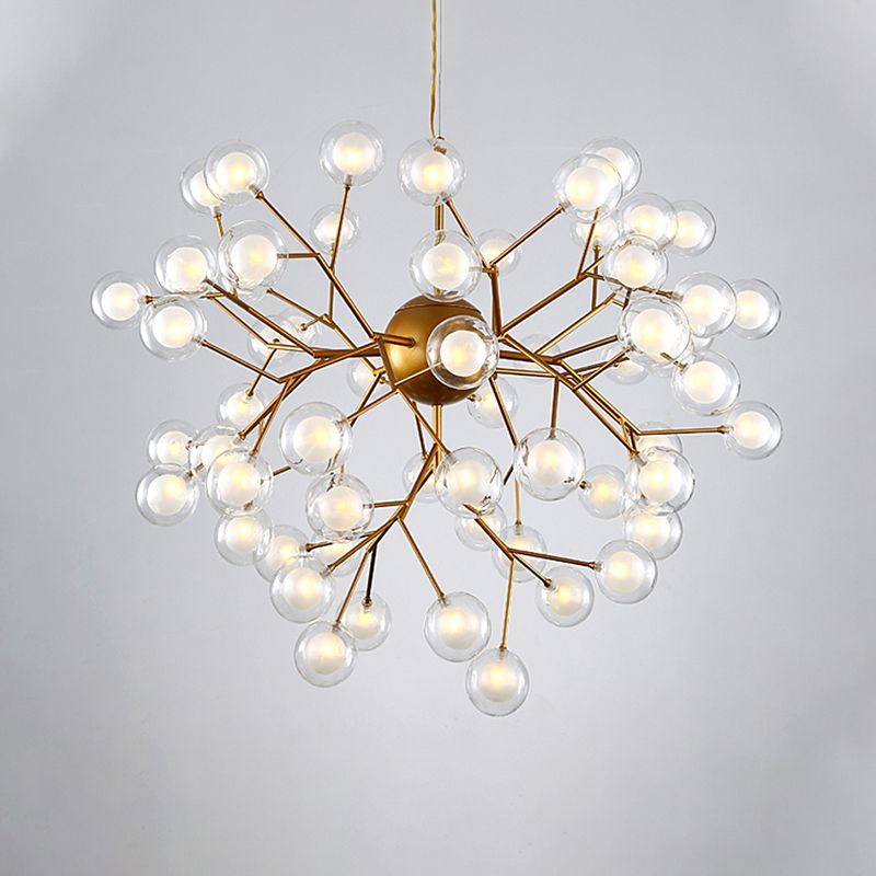 Simplicity LED Chandelier Lamp Bubble Pendant Lighting with Dual Glass Shade for Living Room
