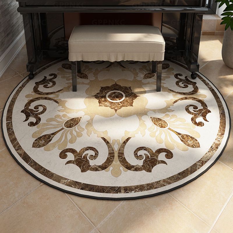 Modern Flower Printed Rug Multicolored Polyster Area Carpet Non-Slip Backing Stain-Resistant Indoor Rug for Living Room