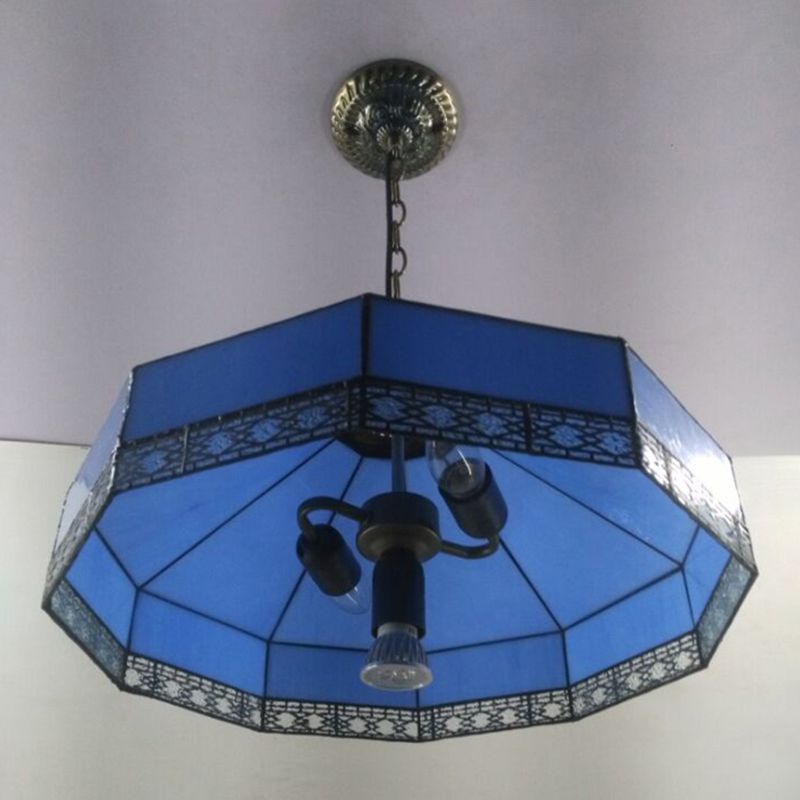 Lampada a ciondolo a farfalla in vetro colorato 5 luci lampadario in stile tiffany per ristorante