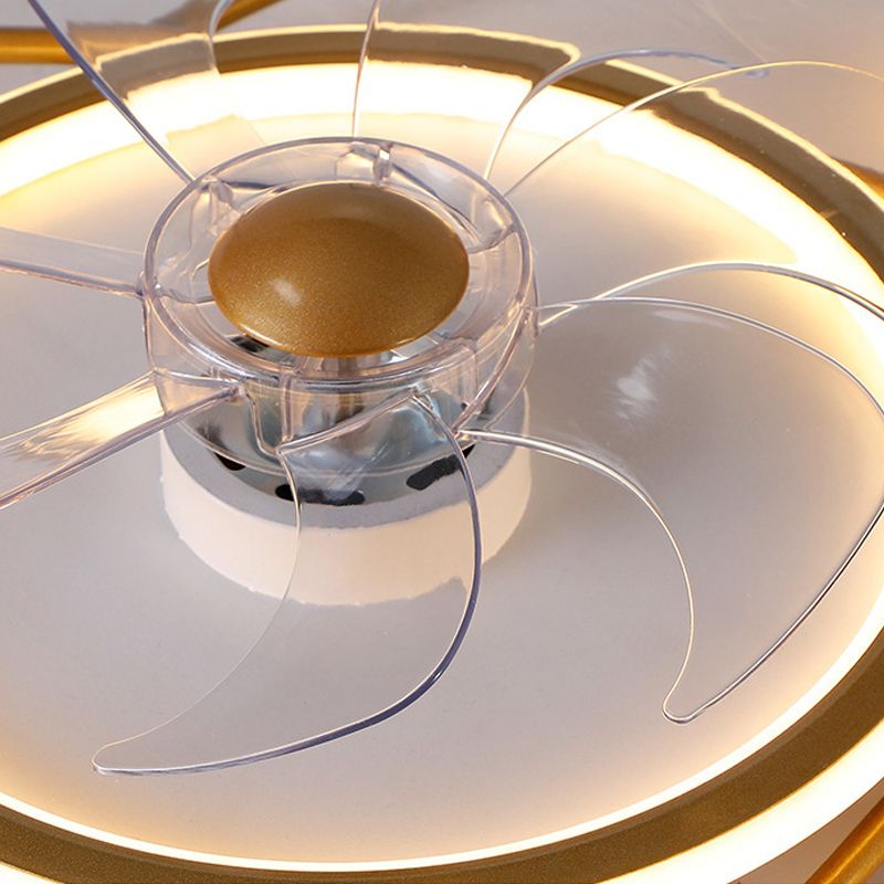 Modern Stylish Round Fan Light Fixture Acrylic Bedroom LED Semi Flush Mount Lamp