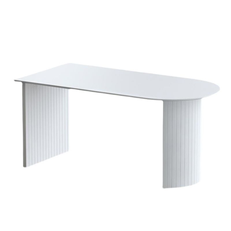 Free Form White Dining Table Solid Wood Table Contemporary with Double Pedestal
