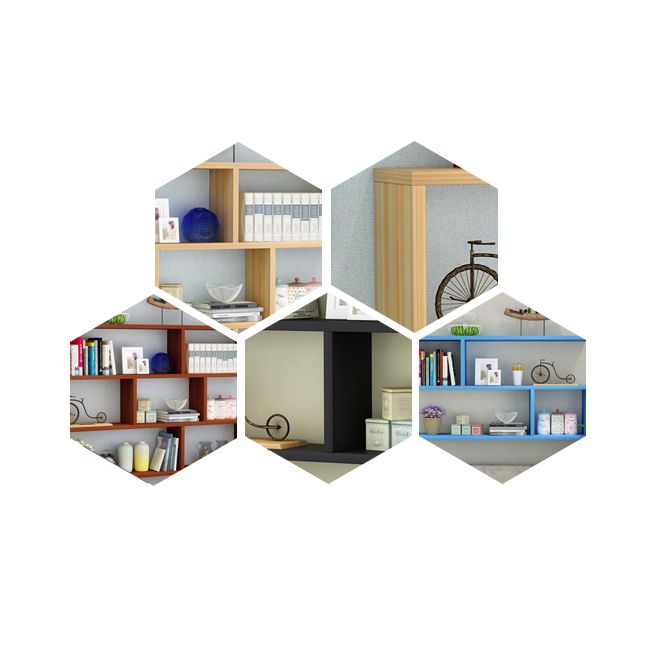 Modern Style Geometric Bookshelf, 2/3-shelf Wall Mounted Engineered Wood Bookcase