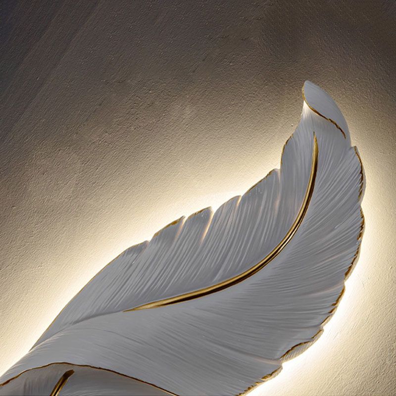 Lámpara de pared contemporánea de pared de resina de plumas de 1 luces para sala de estar para sala de estar