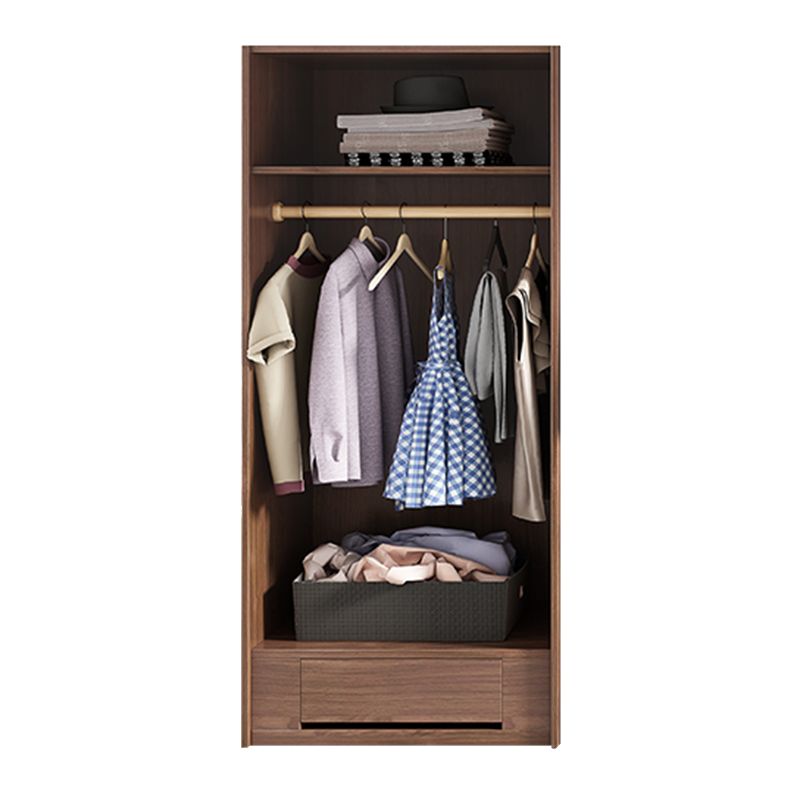 Wooden Wardrobe Armoire with Drawer Modern Hinged Wardrobe Closet