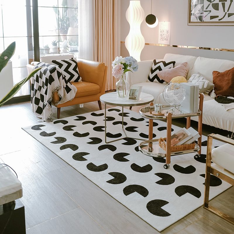 Modern Style Rug Living Room Geometric Pattern Polyester Washable Area Rug