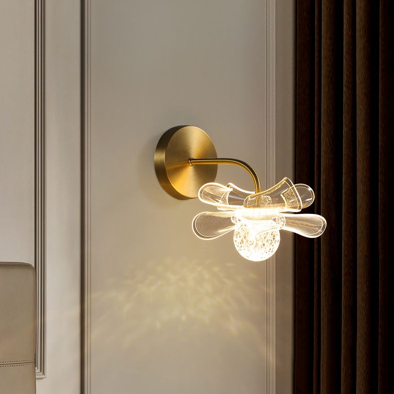 Acrylic Modern Wall Sconce Geometric Bronze Wall Mounted Light for Bedroom