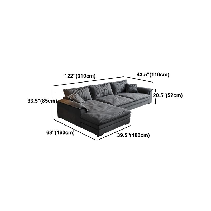 Square Arm Dark Gray Removable Cushions Contemporary Faux Leather Sofa
