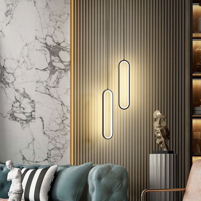 Aluminium LED Linear Pendant Light in Modern Concise Style Silica Gel Chandelier for Living Room