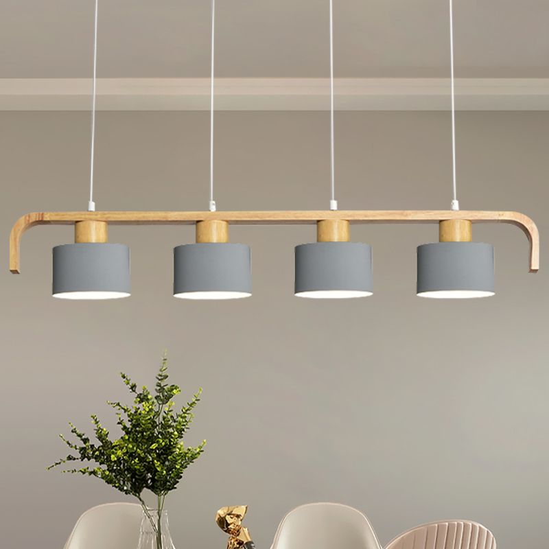Metal Drum Shade Island Light 3/4 Heads Nordic Simple Chandelier Light for Dining Room Kitchen