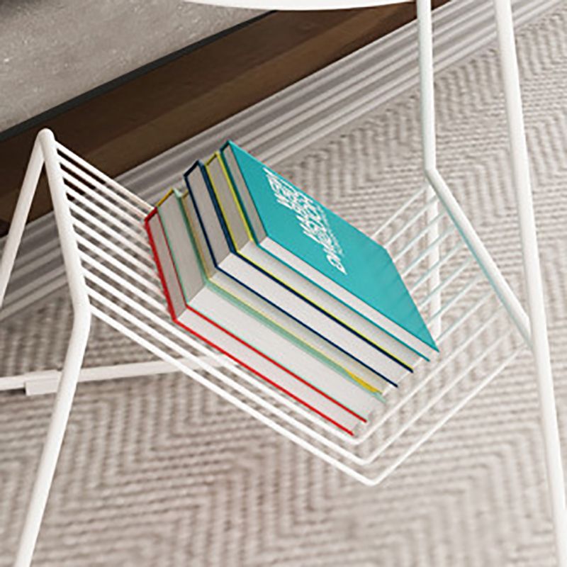 Metallic Frame End Table with Storage Round Accent Side Table