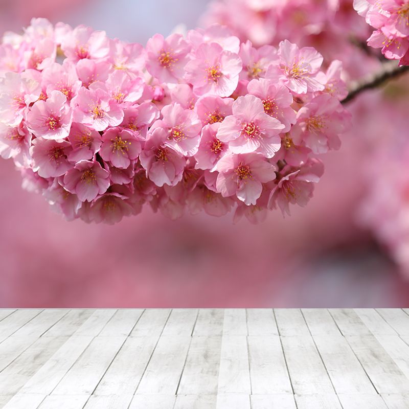 Contemporary Bouquet Mural Decal Pink Dining Room Wall Decor, Custom Size Available