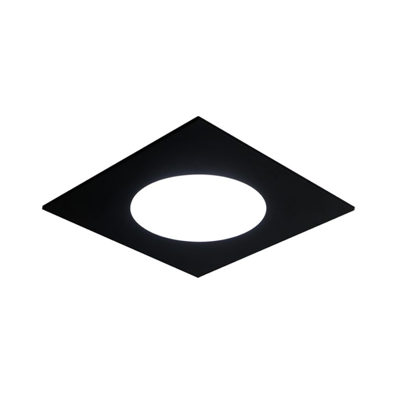 Metallic Squared Flush Mount Fixture Minimalist White/Black LED Ceiling Flush in White/Warm Light