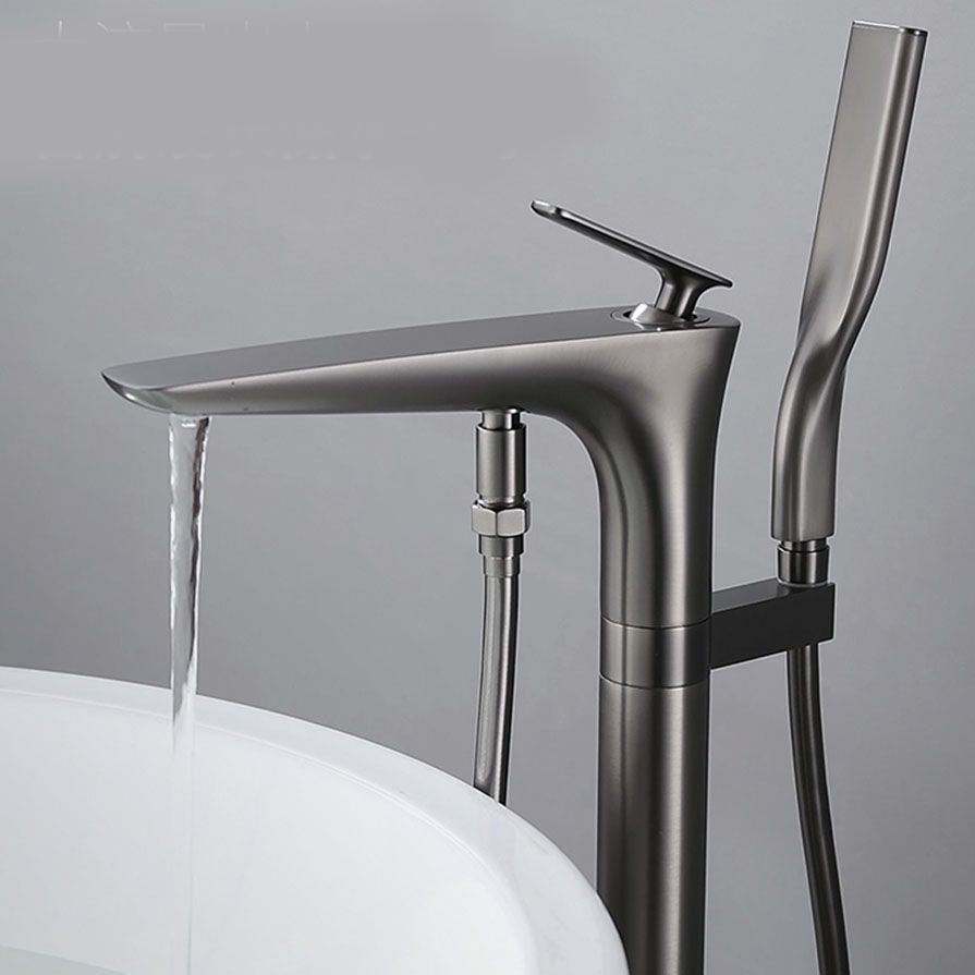 Contemporary Bathroom Faucet Floor Mounted Copper Free Standing Tub Filler Faucet