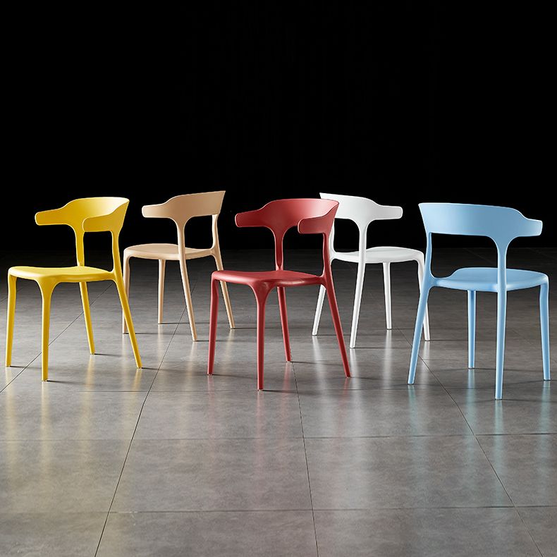 Contemporary Side Chair Stacking Dining Colorful Plastic Armless Chairs for Dining Room