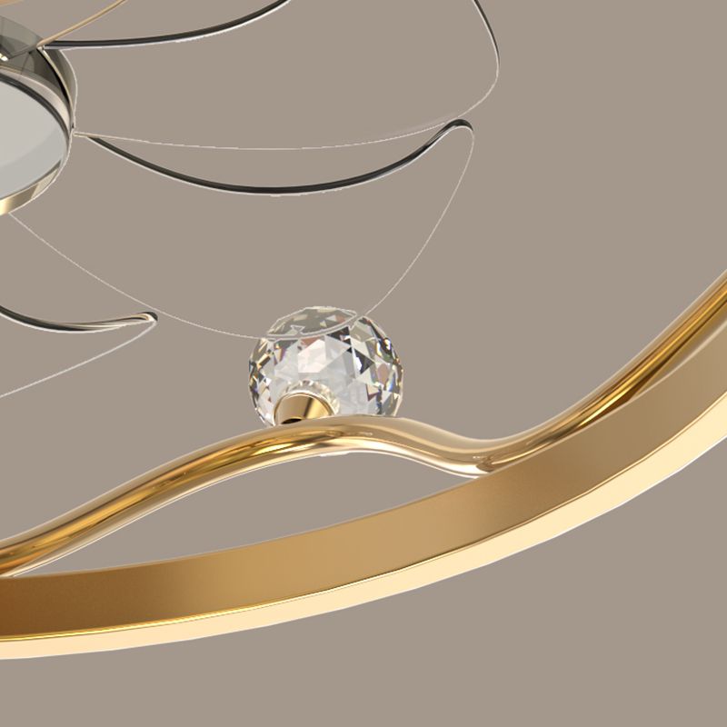 Crown 1 - Light Ceiling Fan Light Fixture Metal LED Fan Ceiling in Gold / Pink