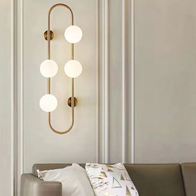Modern Style Ellipse Shape Wall Light Glass Sconces in Gold for Bedroom