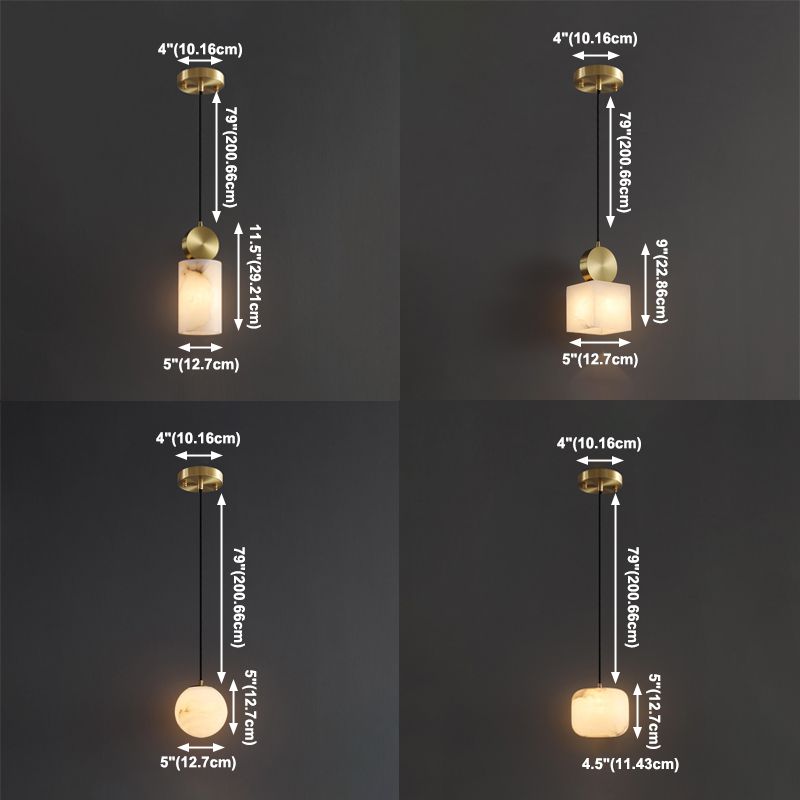 Nordic Brick Shade Pendant Light, Minimalist Marble Hanging Light in White