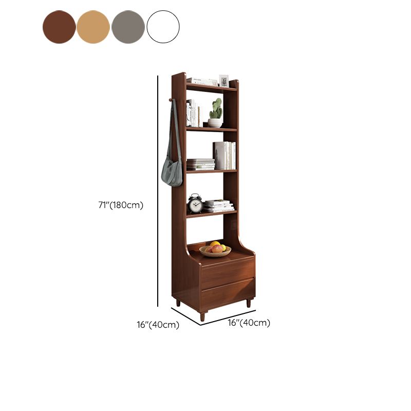 Modern Style Open Back Book Shelf Standard Wooden Bookcase with Drawers