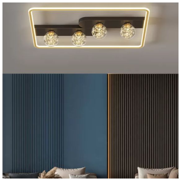 Lámpara de techo minimalista LED de metal con montaje empotrado geométrico de oro negro para sala de estar