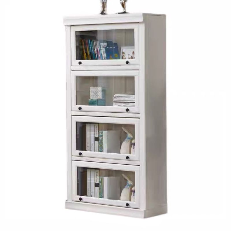 Modern Style Bookcase Solid Wood Rectangular Shelf with Doors