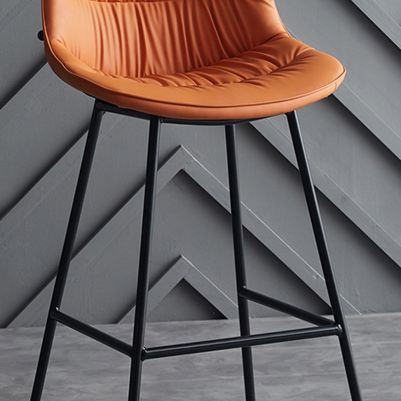 Modern Faux Leather Counter Stool Low Back Bar Stool with Footrest