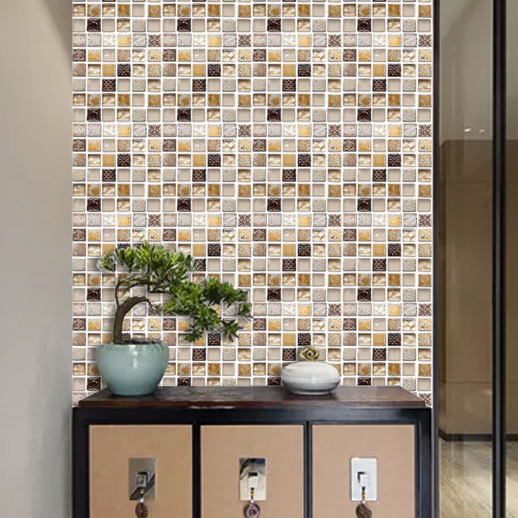 Plastic Peel & Stick Mosaic Tile Mosaic Tile Wallpaper with Square Shape