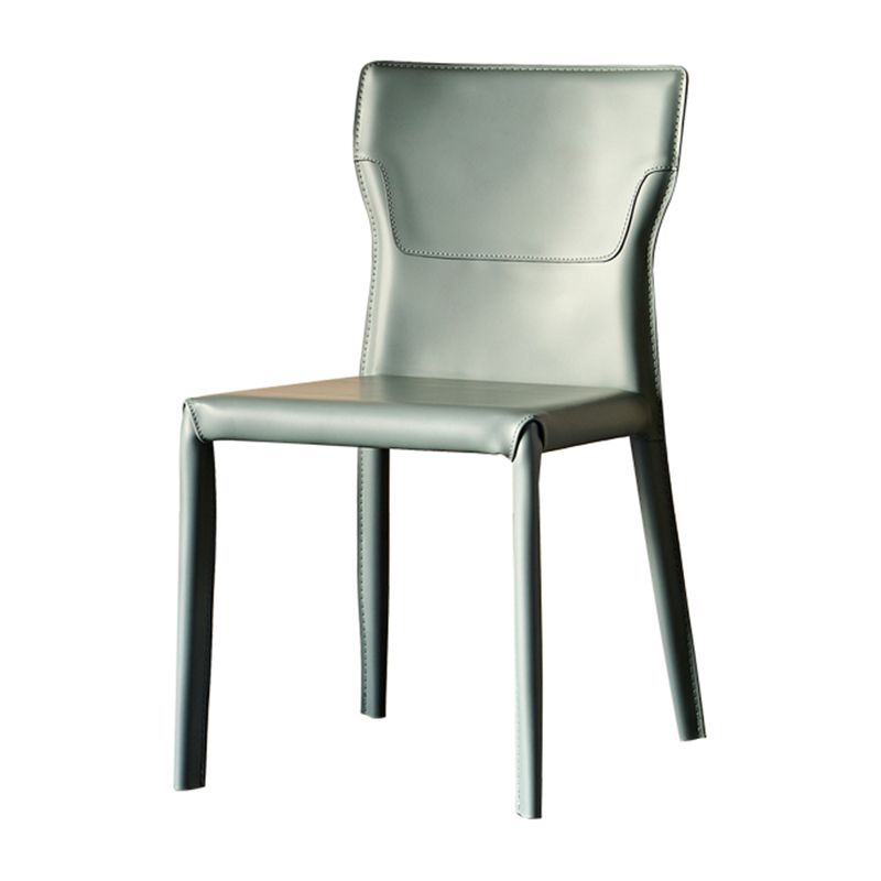 Metal Contemporary Home Side Chair with Leather Legs Matte Finish Dining Chair