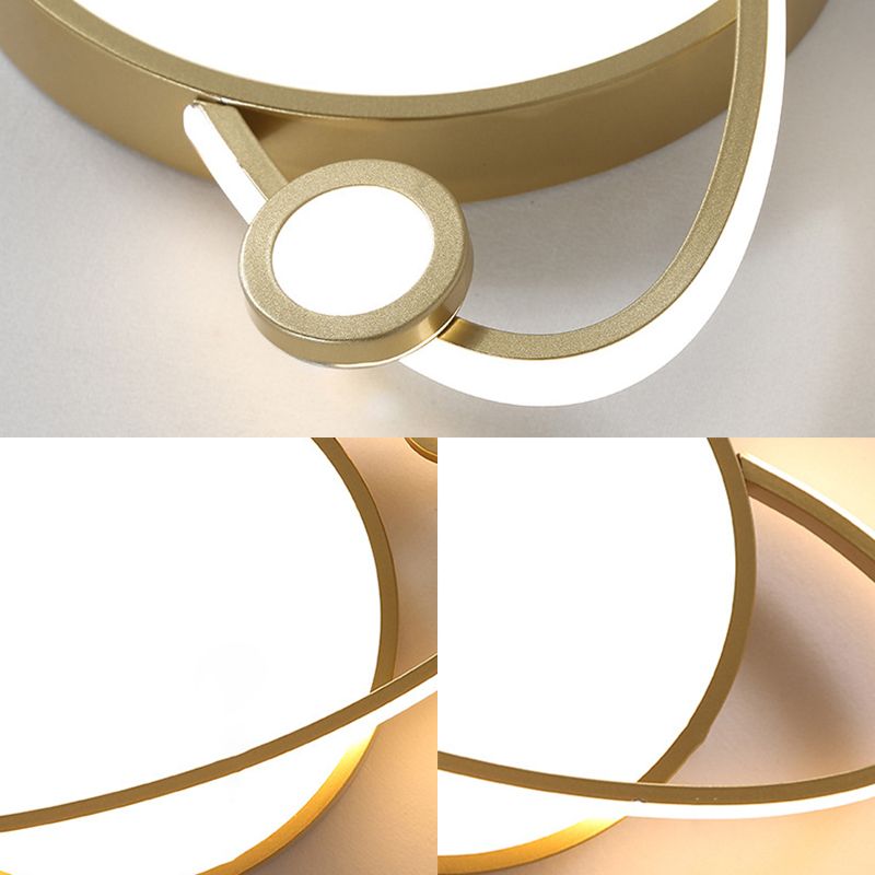 Luz empotrada circular de 12 "/ 16" de ancho Luz empotrada de techo LED dorada de estilo nórdico con difusor acrílico, luz cálida/blanca