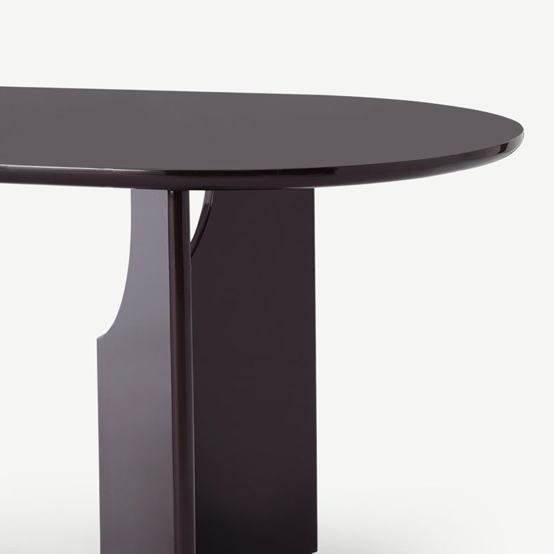 Moderne binnenhouttafel voor restaurant ovale eettafel met dubbele voetstukbasis