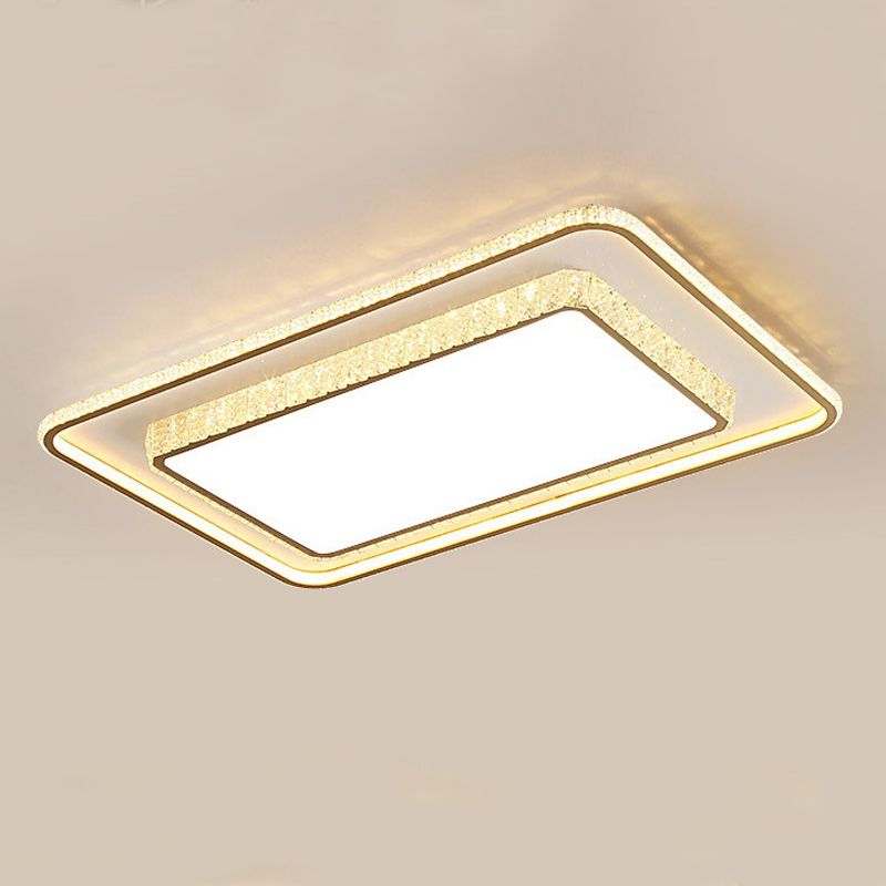 Geometry Shape Crystal Ceiling Lamp Modern Acrylic 2 Lights Flush Mount for Living Room